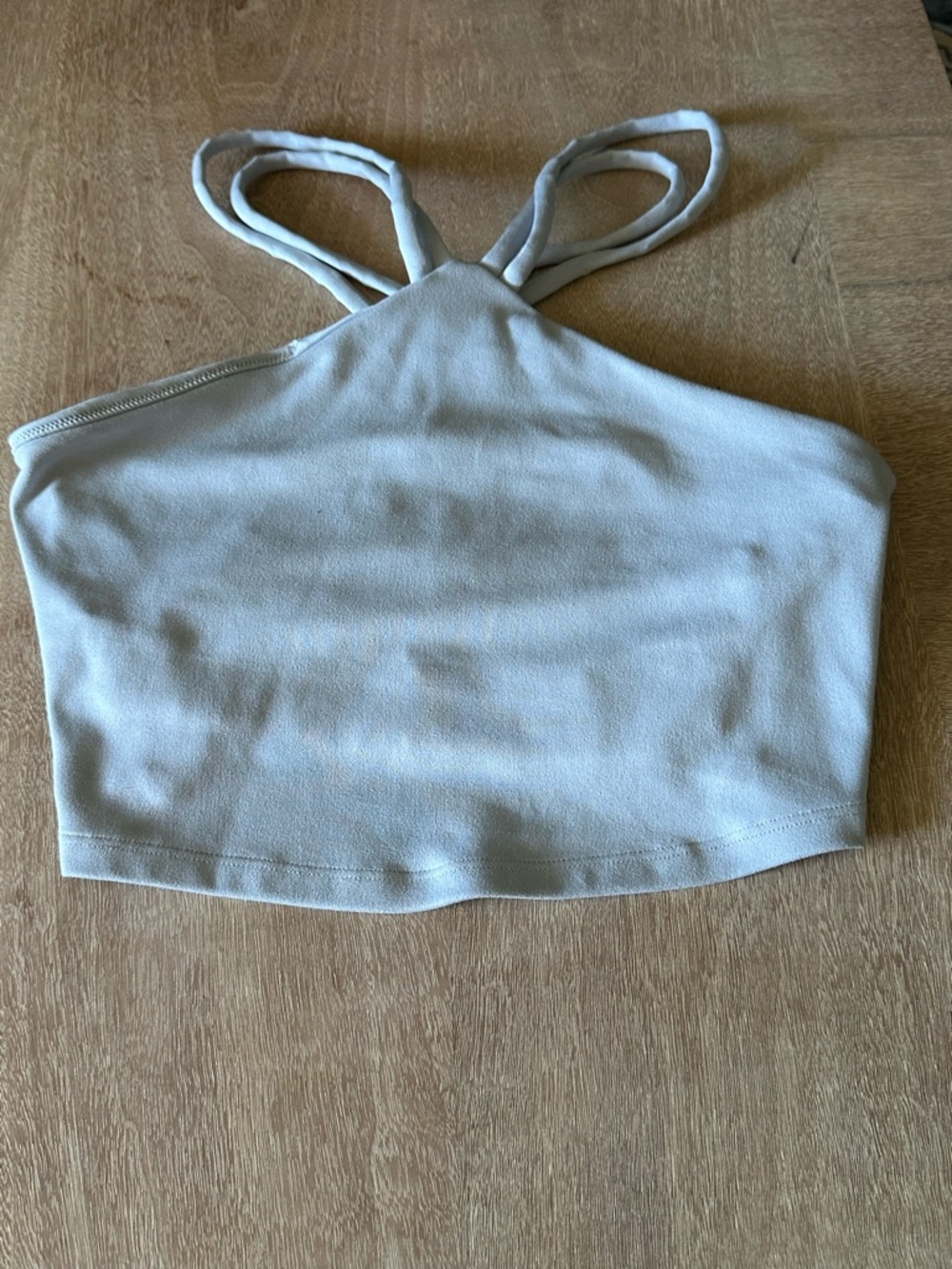 Gilly Hicks Light Gray Double-Strap Halter Crop Tank